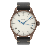 Marine Bronze Vintage 40 roman automatic basic without date solid silver (925/000) antique strap black