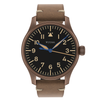Flieger Bronze Vintage 40 automatic top grade with logo without date antique strap brown
