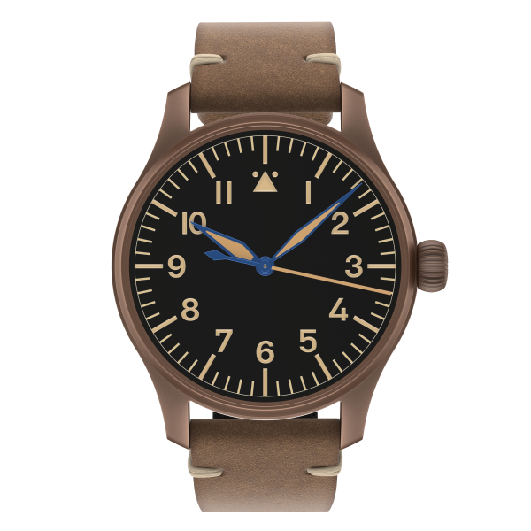 Flieger Bronze Vintage 40 automatic top grade without logo without date antique strap brown