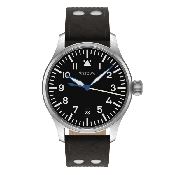 Flieger Classic 36 automatic top grade with logo with date pilot strap old style black