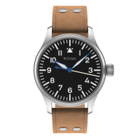 Flieger Classic 36 handwound top grade with logo without date pilot strap old style brown