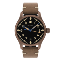 Flieger Bronze Vintage 36 automatic top grade with logo with date antique strap brown