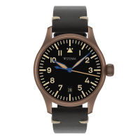 Flieger Bronze Vintage 36 automatic top grade with logo with date antique strap black