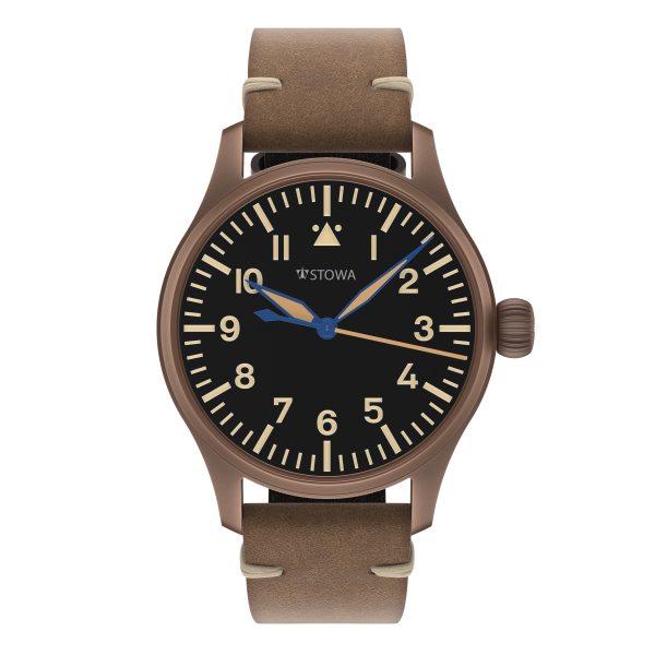 Flieger Bronze Vintage 36 automatic top grade with logo without date antique strap brown