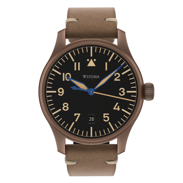 Flieger Bronze Vintage 40 automatic top grade with logo with date antique strap brown