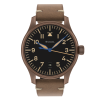 Flieger Bronze Vintage 40 automatic top grade with logo with date antique strap brown