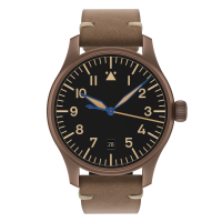 Flieger Bronze Vintage 40 automatic top grade without logo with date antique strap brown