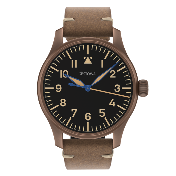 Flieger Bronze Vintage 40 automatic top grade with logo without date antique strap brown