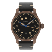 Flieger Bronze Vintage 40 automatic top grade with logo with date antique strap black