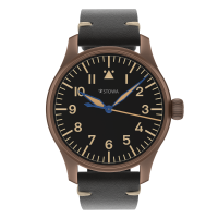 Flieger Bronze Vintage 40 automatic top grade with logo without date antique strap black