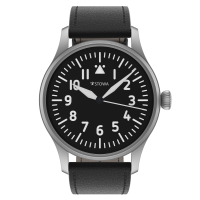 Flieger Verus 42 automatic basic with logo without logo leather strap black (hand stitched)