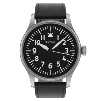 Flieger Verus 42 automatic top grade with logo without logo leather strap black (hand stitched)