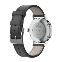 Partitio Klassik weiß mit rotem Sekundenzeiger Automatik Basis Lederband schwarz (handgenäht)