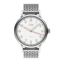 Partitio Classic white with red second hand handwound top grade Milanaise metal strap