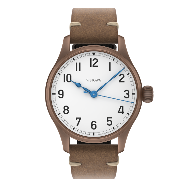 Marine Bronze Vintage 36 arabic automatic basic with date solid silver (925/000) antique strap brown S