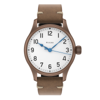 Marine Bronze Vintage 36 arabic automatic basic without date white antique strap brown S