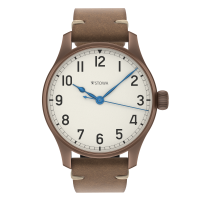 Marine Bronze Vintage 40 arabic automatic basic without date solid silver (925/000) antique strap brown