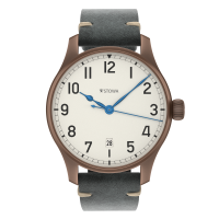 Marine Bronze Vintage 40 arabic automatic basic with date solid silver (925/000) antique strap gray