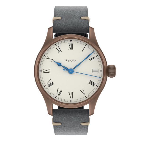 Marine Bronze Vintage 36 roman automatic basic without date solid silver (925/000) antique strap gray