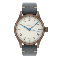 Marine Bronze Vintage 36 roman automatic basic without date solid silver (925/000) antique strap gray
