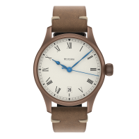 Marine Bronze Vintage 36 roman automatic top grade with date solid silver (925/000) antique strap brown