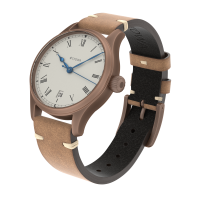 Marine Bronze Vintage 36 roman automatic top grade with date solid silver (925/000) antique strap brown