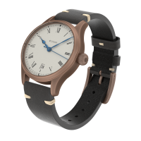 Marine Bronze Vintage 36 roman automatic top grade with date solid silver (925/000) antique strap black