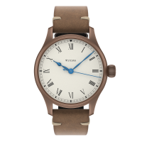 Marine Bronze Vintage 36 roman automatic top grade without date solid silver (925/000) antique strap brown