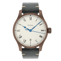 Marine Bronze Vintage 40 roman automatic basic with date solid silver (925/000) antique strap gray