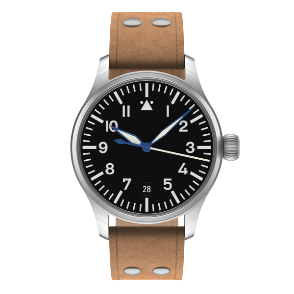 Flieger Classic 36 handwound top grade without logo with date pilot strap old style brown