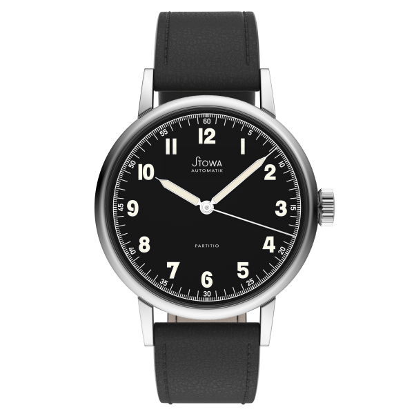 Partitio Classic black automatic basic leather strap black (hand stitched)