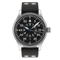 Flieger Classic 40 Baumuster B handwound top grade with date pilot strap in old style black