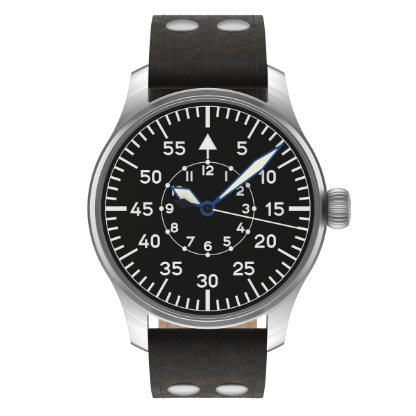 Flieger Classic 40 Baumuster B handwound top grade without date pilot strap in old style black
