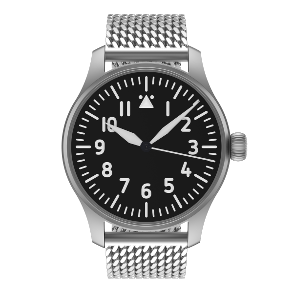 Flieger Verus 40 automatic basic without logo without logo Milanaise metal strap