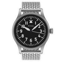 Flieger Verus 42 automatic basic with logo without logo Milanaise metal strap