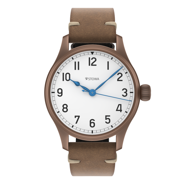 Marine Bronze Vintage 36 arabic automatic top grade with date solid silver (925/000) antique strap gray