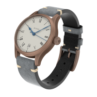 Marine Bronze Vintage 36 roman automatic basic with date solid silver (925/000) antique strap gray