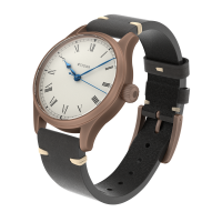 Marine Bronze Vintage 36 roman automatic basic without date solid silver (925/000) antique strap black