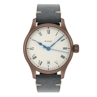 Marine Bronze Vintage 36 roman automatic top grade with date solid silver (925/000) antique strap gray